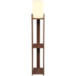Φωτιστικό δαπέδου Verma I  E27 Mdf/ύφασμα Pvc χρώμα καρυδί - κρεμ 18,5x18,5x142εκ.