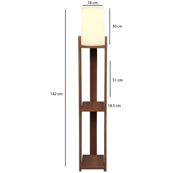 Φωτιστικό δαπέδου Verma I  E27 Mdf/ύφασμα Pvc χρώμα καρυδί - κρεμ 18,5x18,5x142εκ. - Image 3