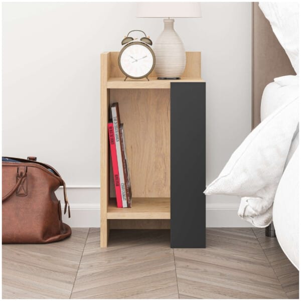 Κομοδίνο Elos  χρώμα saphhire oak - silky black 30x31,7x55εκ. - Image 3