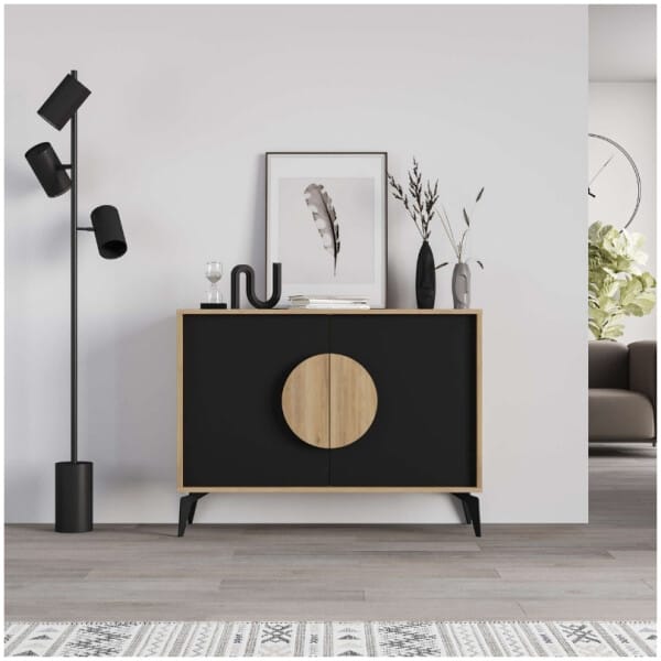 Μπουφές Gora  χρώμα sapphire oak - silky black 110x40x82εκ. - Image 3
