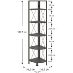 Βιβλιοθήκη γωνιακή Kelsie  χρώμα μαύρο - ανθρακί 33x33x162εκ. - Image 3