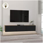 Έπιπλο τηλεόρασης επιτοίχιο Damla  με LED χρώμα sapphire oak - μαύρο 180x29,5x29,5εκ.