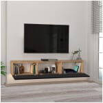 Έπιπλο τηλεόρασης επιτοίχιο Damla  με LED χρώμα sapphire oak - μαύρο 180x29,5x29,5εκ. - Image 2