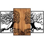 Διακοσμητικό τοίχου Tree Love  ξύλινο - μεταλλικό χρώμα καρυδί - μαύρο 125x3x79εκ.