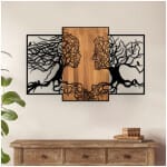 Διακοσμητικό τοίχου Tree Love  ξύλινο - μεταλλικό χρώμα καρυδί - μαύρο 125x3x79εκ. - Image 2