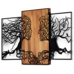 Διακοσμητικό τοίχου Tree Love  ξύλινο - μεταλλικό χρώμα καρυδί - μαύρο 125x3x79εκ. - Image 3