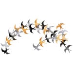 Διακοσμητικό τοίχου Birds  μεταλλικό χρώμα μαύρο - bronze - ασημί 137x62εκ.