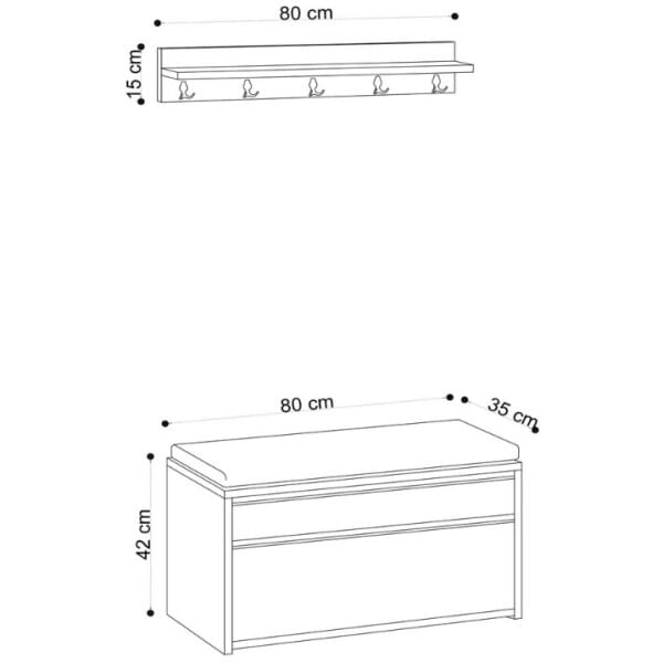 Έπιπλο εισόδου Boby  χρώμα travertine 80x35x42εκ. - Image 3