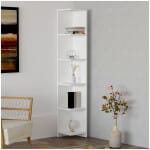Βιβλιοθήκη γωνιακή Ravella  χρώμα λευκό 25x25x160εκ.