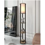 Φωτιστικό δαπέδου Nova  MDF - PVC ύφασμα χρώμα καρυδί - μαύρο 24x25x150εκ. - Image 2