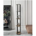Φωτιστικό δαπέδου Nova  MDF - PVC ύφασμα χρώμα καρυδί - μαύρο 24x25x150εκ. - Image 3