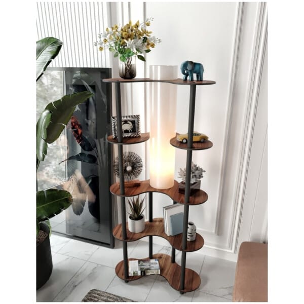 Φωτιστικό δαπέδου Nova II  MDF - PVC ύφασμα χρώμα καρυδί - μαύρο 65x35x150εκ. - Image 3