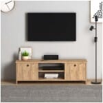 Έπιπλο τηλεόρασης Cube  από μελαμίνη χρώμα pine 120x30x40εκ. - Image 3