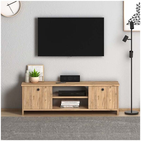 Έπιπλο τηλεόρασης Cube  από μελαμίνη χρώμα pine 120x30x40εκ. - Image 3