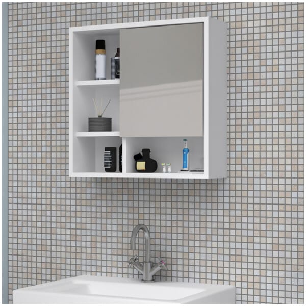 Καθρέπτης μπάνιου Demo Μegapap χρώμα λευκό 60x17,5x60εκ. - Image 3