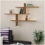 Ραφιέρα τοίχου Leo  χρώμα ανοιχτό καρυδί 123x22x80εκ.