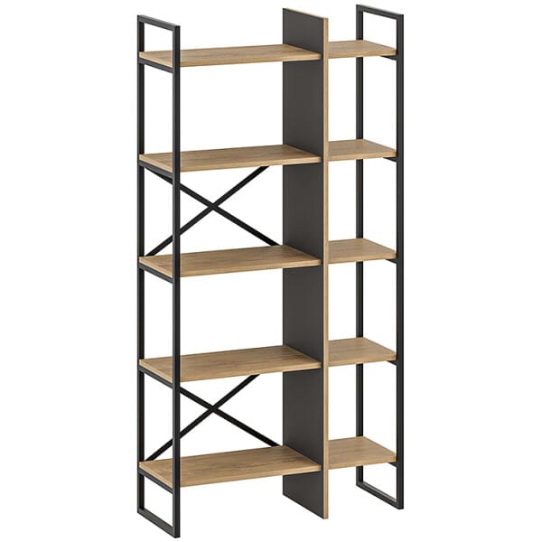 Βιβλιοθήκη Detroit  χρώμα sapphire oak - silky black 87,5x35,2x175εκ. - Image 3
