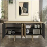 Μπουφές Lava  χρώμα rota oak - ανθρακί 150x44,6x76εκ. - Image 2