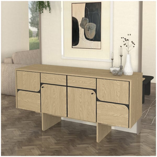 Μπουφές Lava  χρώμα rota oak - ανθρακί 150x44,6x76εκ. - Image 3