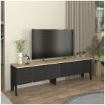 Έπιπλο τηλεόρασης Pedro  χρώμα ανθρακί - rota oak 180x35x50,7εκ. - Image 3