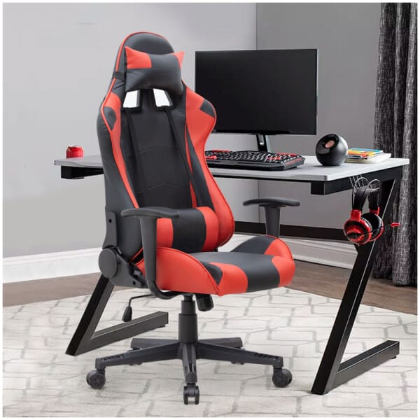 Καρέκλα γραφείου Gaming Alonso  από τεχνόδερμα χρώμα κόκκινο - μαύρο 67x70x125/135 εκ. - Image 3