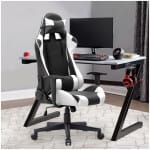 Καρέκλα γραφείου Gaming Alonso  από τεχνόδερμα χρώμα λευκό - μαύρο 67x70x125/135 εκ. - Image 3