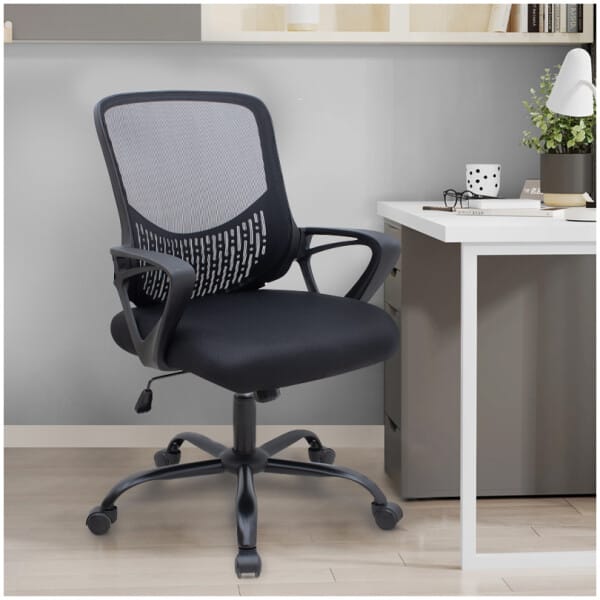 Καρέκλα γραφείου Freda  με ύφασμα Mesh χρώμα μαύρο 65x65x90/100εκ. - Image 3