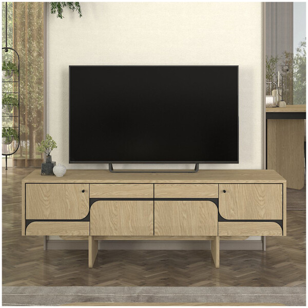 Έπιπλο τηλεόρασης Lava  χρώμα rota oak - ανθρακί 150x35x51,3εκ.