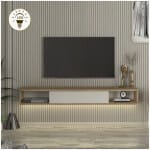 Έπιπλο τηλεόρασης επιτοίχιο Cross  με LED χρώμα sepet oak - sandstone 150x29,6x19,2εκ.