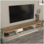 Έπιπλο τηλεόρασης επιτοίχιο Cross  με LED χρώμα sepet oak - sandstone 150x29,6x19,2εκ. - Image 2