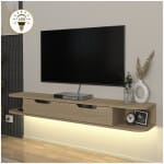 Έπιπλο τηλεόρασης επιτοίχιο Noland  με LED χρώμα rota oak 150x35x19,2εκ.