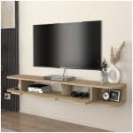 Έπιπλο τηλεόρασης επιτοίχιο Noland  με LED χρώμα rota oak 150x35x19,2εκ. - Image 2