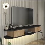 Έπιπλο τηλεόρασης επιτοίχιο Perk  με LED χρώμα ανθρακί - sepet oak 150x35x19,2εκ.