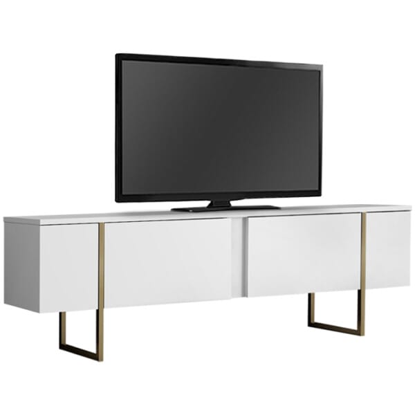 Έπιπλο τηλεόρασης Luxe  χρώμα λευκό - χρυσό 180x30x50εκ. - Image 1