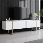 Έπιπλο τηλεόρασης Luxe  χρώμα λευκό - χρυσό 180x30x50εκ. - Image 2