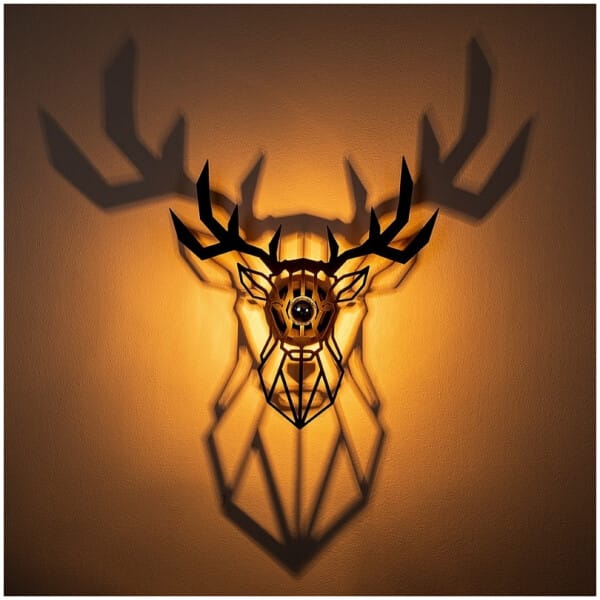Απλίκα τοίχου Deer  E27 MDF χρώμα μαύρο 55x12x55εκ. - Image 2