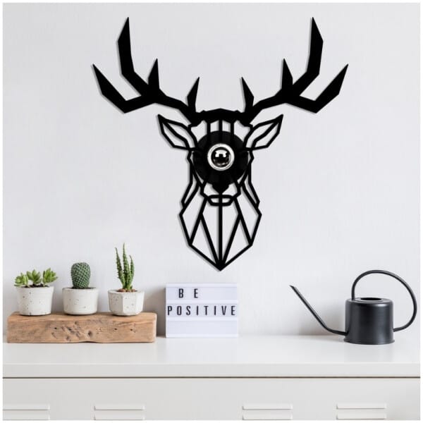 Απλίκα τοίχου Deer  E27 MDF χρώμα μαύρο 55x12x55εκ. - Image 3