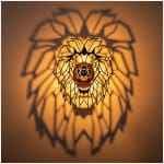 Απλίκα τοίχου Lion  E27 MDF χρώμα μαύρο 39x12x49εκ. - Image 2