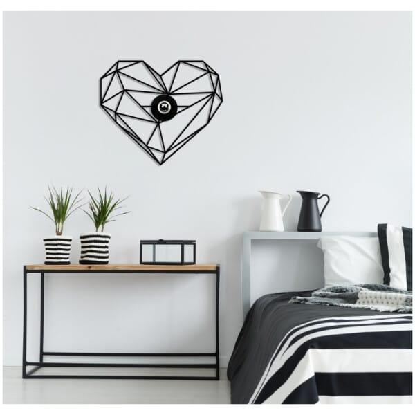Απλίκα τοίχου Heart  E27 MDF χρώμα μαύρο 47x12x40εκ. - Image 3