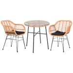 ΣΕΤ ΕΞΩΤΕΡΙΚΟΥ ΧΩΡΟΥ 3ΤΜΧ ALLEGRA HM10476 WICKER ΜΠΕΖ-ΜΕΤΑΛΛΟ ΜΑΥΡΟ