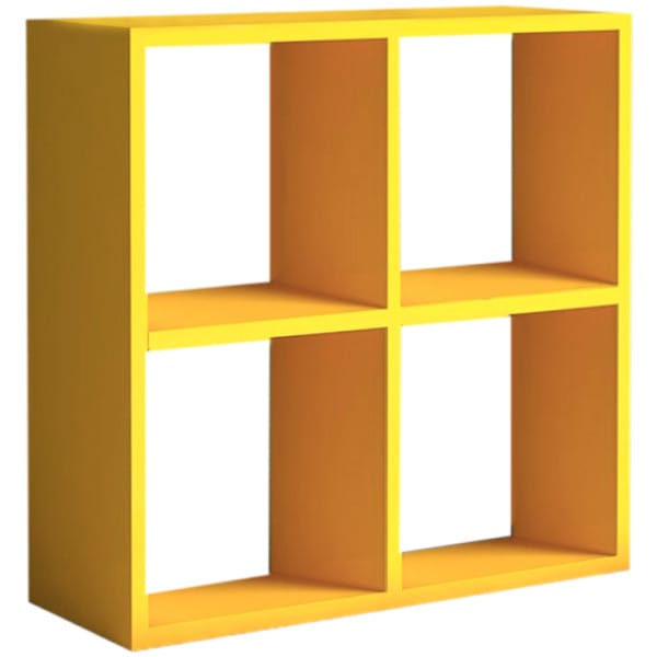 Βιβλιοθήκη Cube  από μελαμίνη χρώμα κίτρινο 60x23x60εκ. - Image 1