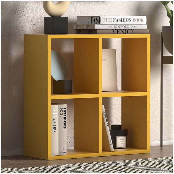 Βιβλιοθήκη Cube  από μελαμίνη χρώμα κίτρινο 60x23x60εκ. - Image 2