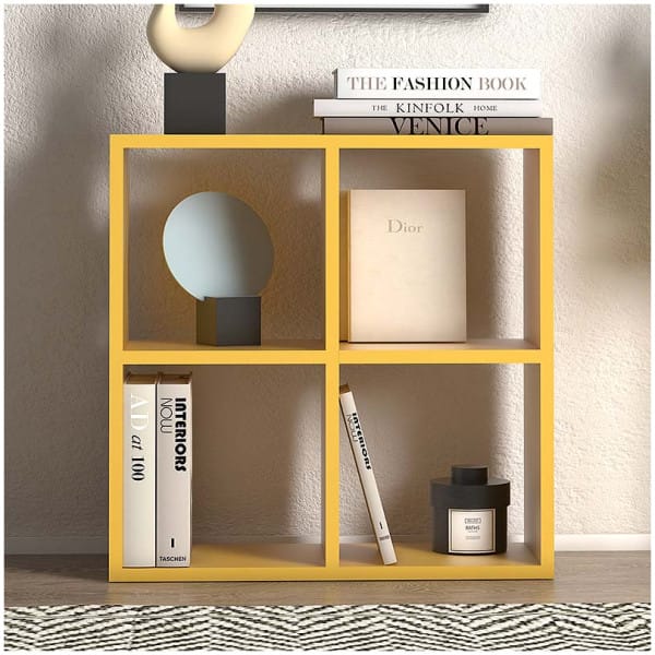 Βιβλιοθήκη Cube  από μελαμίνη χρώμα κίτρινο 60x23x60εκ. - Image 3
