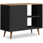 Κονσόλα - μπουφές μελαμίνης Luce  χρώμα μαύρο antique - oak 80x35x66εκ.