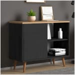 Κονσόλα - μπουφές μελαμίνης Luce  χρώμα μαύρο antique - oak 80x35x66εκ. - Image 3