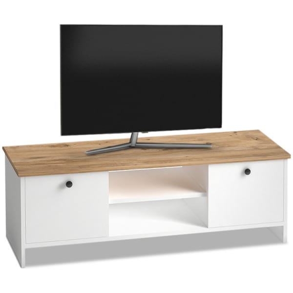Έπιπλο τηλεόρασης Cube  από μελαμίνη χρώμα pine - white 120x30x40εκ.