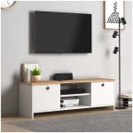 Έπιπλο τηλεόρασης Cube  από μελαμίνη χρώμα pine - white 120x30x40εκ. - Image 2