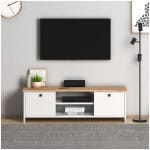 Έπιπλο τηλεόρασης Cube  από μελαμίνη χρώμα pine - white 120x30x40εκ. - Image 3