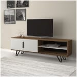 Έπιπλο τηλεόρασης Foot  χρώμα καρυδί - λευκό 160x35x49εκ.