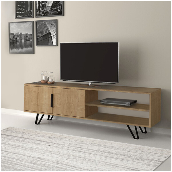 Έπιπλο τηλεόρασης Foot  χρώμα φυσικό οξιάς 160x35x49εκ.